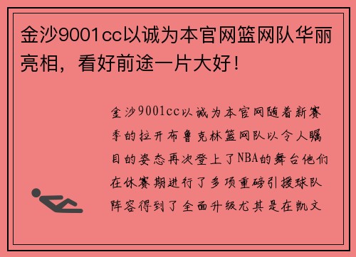 金沙9001cc以诚为本官网篮网队华丽亮相，看好前途一片大好！